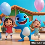 Home 13 아기상어 리믹스 - **Global Multi-generational Baby Shark Dance Party**
A vibrant, joyful scene depicting a diverse...